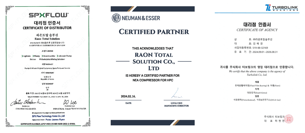 SPXFLOW, NEUMAN & ESSER, TURBOLINK 인증서